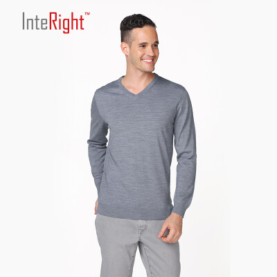 

INTERIGHT50 Wool Men Business Casual V Collar Sweater Dark Blue  Code