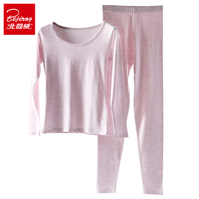 

Bejirog women's and men's cotton thin thermal underwear set with round collar