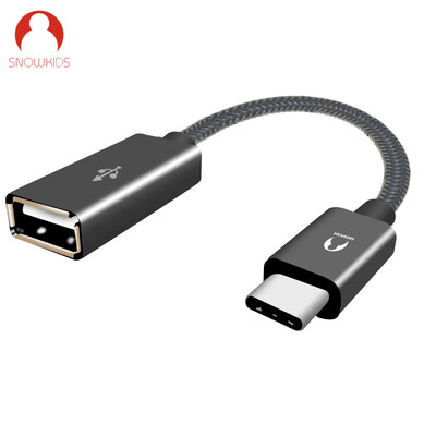 

Snowkids Type-C to USB20 female OTG adapter data cable 015 m fishing net gray phone to U disk connector support new MacBook millet 4c Huawei P9 etc