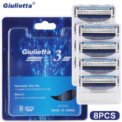 

Giulietta 3 Layers Of Shaving Razor Blades For Men Shaver Face Care Stainless Steel 8 Pcs GF1325