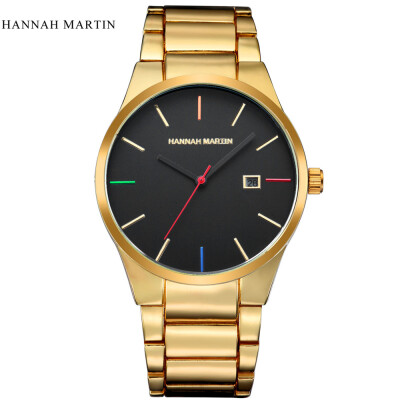 

HANNAH MARTIN Mens Watches Top Brand Luxury Business Quartz Watch Men Stainless Steel Watch Elegant Simple Clock