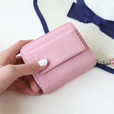 

2017 new lady short wallet female RFID anti-theft anti-theft change purse Korean buckle tassel wallet small wallet