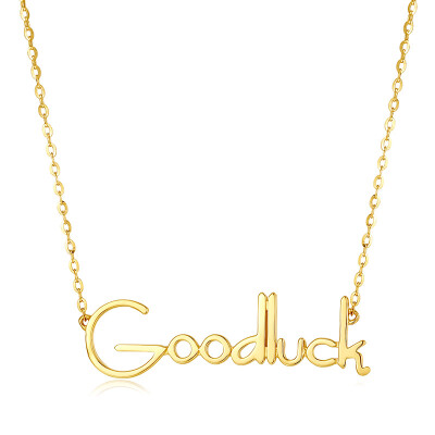 

AFFINER 14K gold personalized letters goodluck clavicle necklace female models fashion jewelry AFP2081K