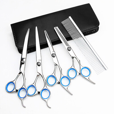 

HANHANLEYUAN pet grooming scissors dog scissors shaving scissors Teddy scissors supplies pet straight scissors 7 inch scissors five pieces