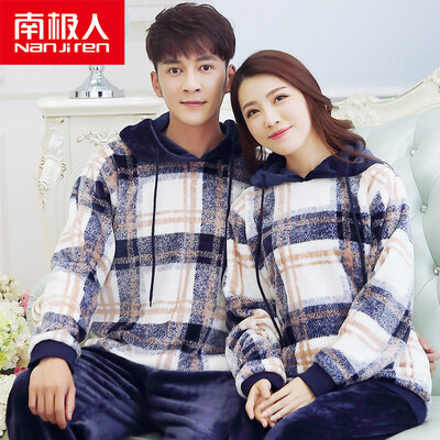 

Antarctic pajamas ladies autumn&winter flannel winter warm coral velvet thickening plus velvet autumn couple pajamas home service suit NAS5X21022-12 female striped hooded section