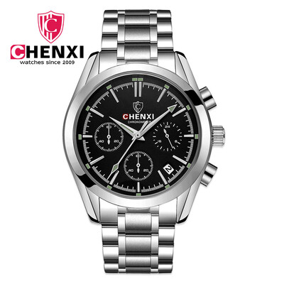 

CHENXI Fashion Watch Men Watches Top Brand Luxury Full Steel Wristwatch Golden Quartz Wrist Watch Calendar Male Clock
