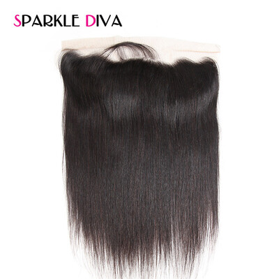 

Sparkle Diva Ear to Ear Lace Frontal Closure 13X4 с детскими волосами Предварительно выщипаны бразильские прямые человеческие волосы, свободные части Remy Hair