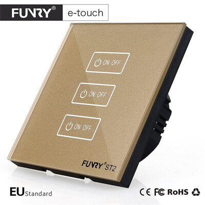 

FUNRY ST2 3Gang EU Standard Touch Switch Lighting Luxury Tempered Glass Panel 170-240V 7-200W/gang