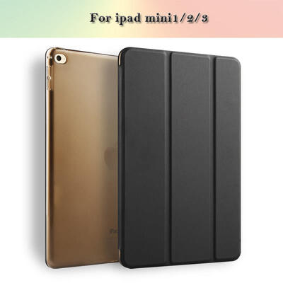 

Keymao Case for iPad mini 1 2 3, Tri-fold smart case Ultra Slim PU Leather Transparent Back Case for iPad mini cover case