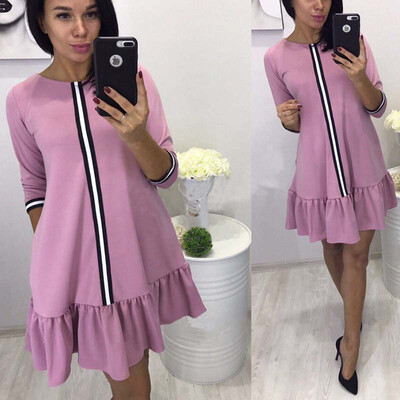 

Lovaru ™ 2017 Осеннее платье Red Three Quarter Women Sweet Loose Dress O-Neck Натуральные повседневные женские мини-платья