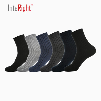 

INTERIGHT Men's Plain Casual Socks 6 Double-mix color uniform