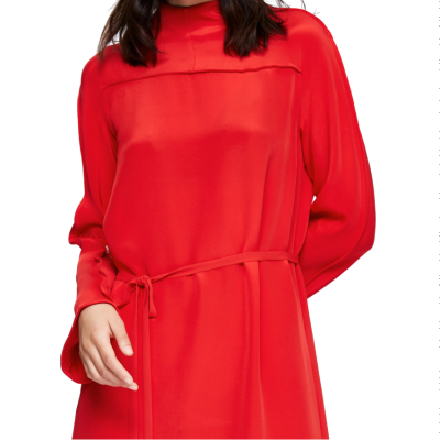 

Red silk long shirt