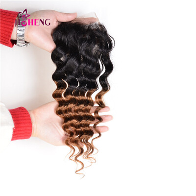 

1 Pcs 4*4 Swiss Lace Closure Ombre Deep Wave Hair Malaysian Virgin Human Hair Extensions Swiss Lace Closure