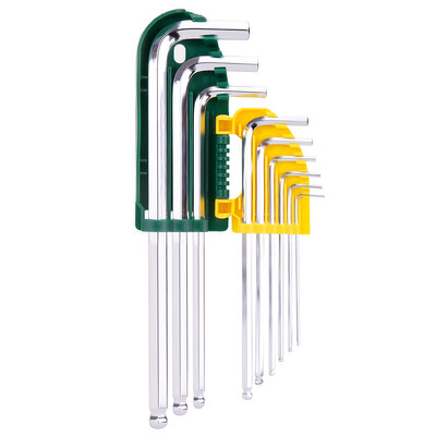 

Deli deli Mirror long ball head hex wrench set snap type S2 ball head hex wrench set 15-10mm 9 piece set DL3293