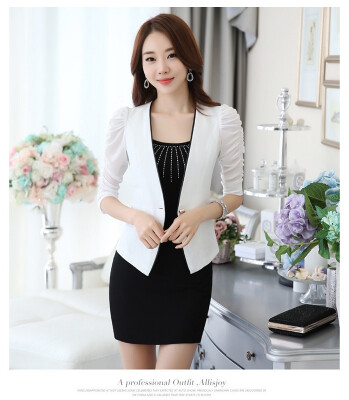 

1pcs Womens Plus Size Blazers Jacket 2017 Summer Deep V-neck Half Sleeve Slim Suit Jackets ladies blazers Coats girls