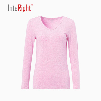 

INTERIGHT Women V Collar Shirt Hemp M Pink M