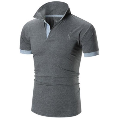 

Mens Polo Shirt Brands 2017 Male Short Sleeve Casual Slim Solid Color Printing Deer Pattern Polos Men 3XL