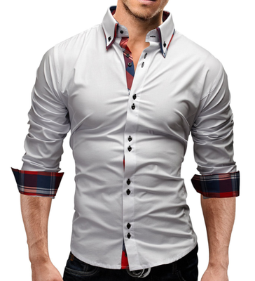 

Brand 2017 Fashion Male Shirt Long-Sleeves Tops Double collar business shirt Mens Dress Shirts Slim Men Shirt 3XL