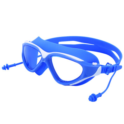 

SAINTEVE swimming goggles large box HD waterproof anti fog adult integrated colorful swimming goggles 8027 blue earbuds