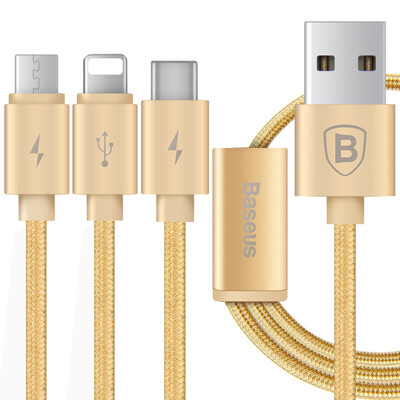 

Baseus Data cable AppleAndriodType C 3-in-1 Gold 12 m