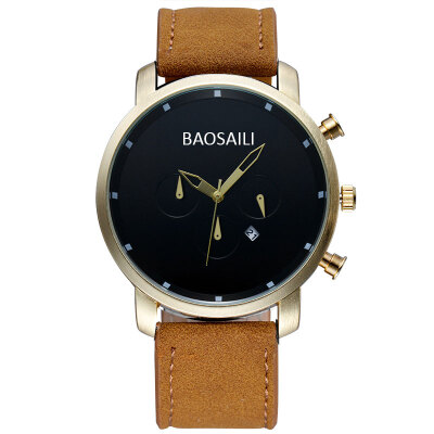 

BAOSAILI Simple Fashion Watches Unisex Men Wristwatch Leather Strap Quartz Watch Sport Calendar Clock