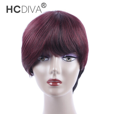 

Brazilian Human Hair Wigs For Black Women Short Fashion Style Wigs 1B/99J or Natural Color Bob Wigs with Non Lace