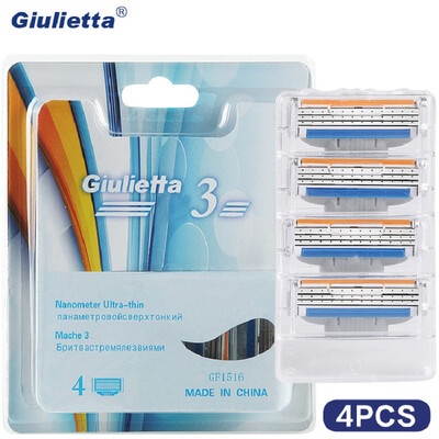 

Giulietta Razor 4pcs/lot Razor Blade For Men Shaving High Quality Stainless Steel 3 Layer Blade GF1516