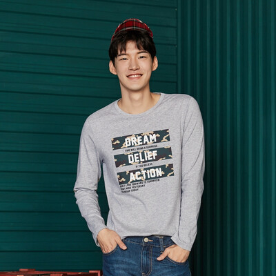 

Semir Long Sleeve T-Shirt Male 2017 Fall Round Collar Shirt Cotton Men's Korean Style Camouflage Tide 19057011215 Flower Gray L
