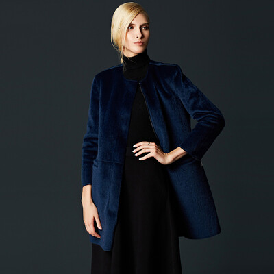 

Mak Rebecca Marc Rebecca Europe&the United States retro suede coat coat coat female long section 55023A blue L