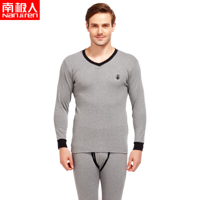 

Antarctic Nanjiren foundation skin care V-neck cotton wool thermal underwear men&women cotton autumn clothing long pants set dark gray XL