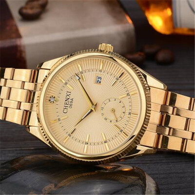 

CHENXI Luxury Brand Men Gold Watches Fashion Business Quartz Wristwatch Waterproof Casual Watch