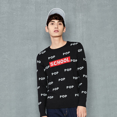 

Semir sweater men 2017 autumn new round neck knit sweater youth men Korean version of the figure card 14316071022 wine red