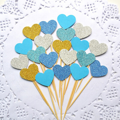 

Happy Birthday Party 10 pcs Heart New Cake Topper Supplies Baby Shower Decorations Wedding Party Gold