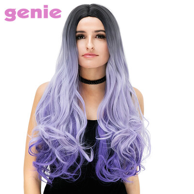 

Длинные Purple Wavy Cosplay Костюм Партия Парик Женщины Термостойкие синтетические натуральные волосы Высокотемпературное волокно