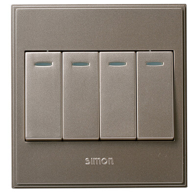 

Simon Electric simon V51041BY-02 four open single control 56C series 86 with fluorescent lined switch socket bright champagne