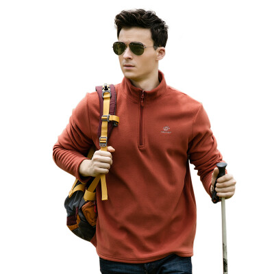 

TECTOP catching fleece outdoor thick warm men&women catching fleece solid color stand collar half cardigan soft&comfortable catching fleece MZRY033 mens orange red 2XL