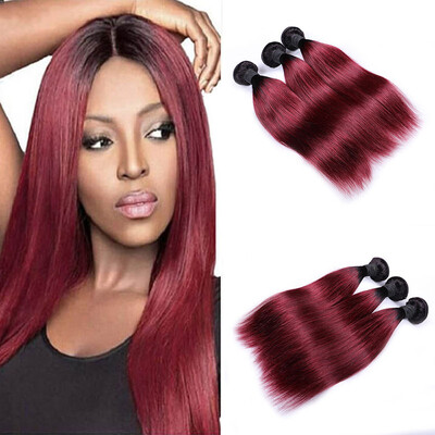 

8A Brazilian Hair 4 Bundles Straight Hair 100% Virgin Human Hair Ombre Hair 1B/99J Color