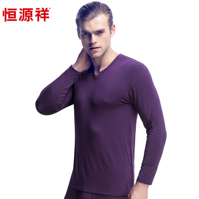 

HengYuanXiang men's thin warm underwear set with round collar