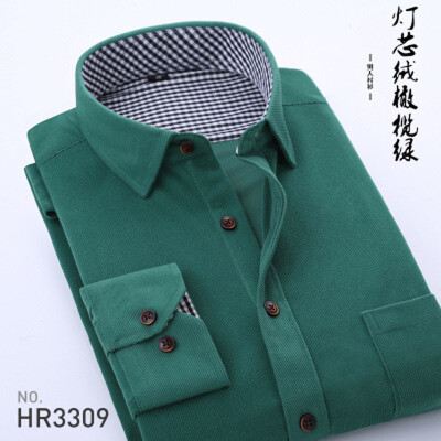 

Business Corduroy Middle Aged Men Long Sleeve Shirt Spring Autumn Loose Solid Color