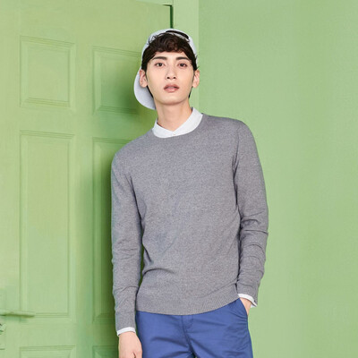

Semir sweater male 2017 autumn round neck sweater black men's bottoming shirt Korean students line shirt tide 19057071402 orange red