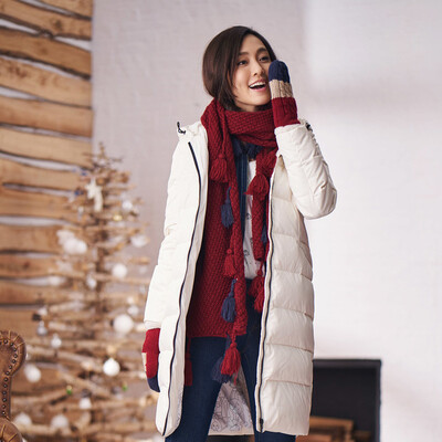 

INMAN simple zipper down jacket women&39s long coat beige XL