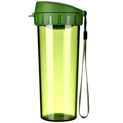 

Jingdong supermarket] Tupperware (Tupperware) tea rhyme plastic heart movement leak-proof cup with carry rope tea tea cup 500ml moss green