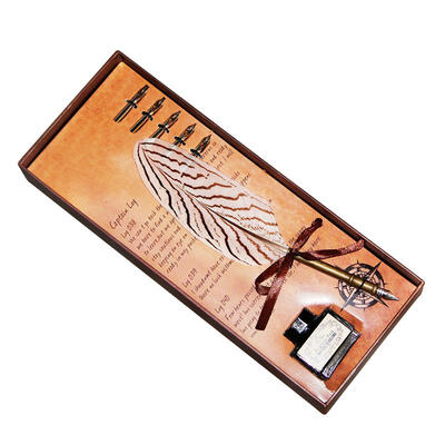 

Feather Quill Pen Beautiful Antique Writing Dip Calligraphy Natural Quill Pen Set Wonderful Gift in Box
