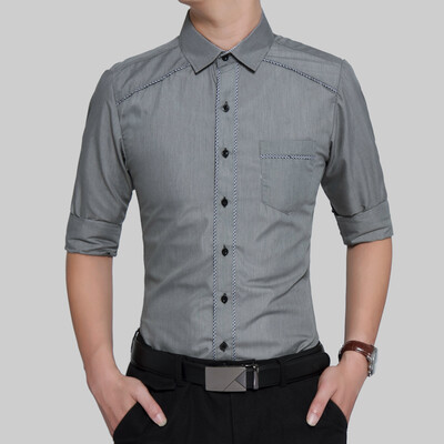 

Brand 2017 Fashion Male Shirt Long-Sleeves Tops Classic Package Edge Solid Mens Dress Shirts Slim Men Shirt 3XL