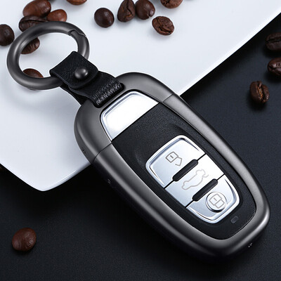 

Huashi Audi Key Case 2017 Audi A4LA6A8A3 A6LQ3Q7Q5 Car Keychain Shell A-Platinum Grey