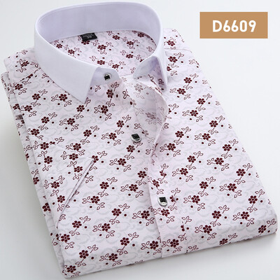 

Men Casual Shirt Fashion Short Sleeve Solid Color Summer Slim Printing