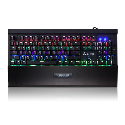 

Golden field K19 metal panel 104 key suspended blazing marquees Computer light guide axis mechanical keyboard black green axis eat chicken keyboard