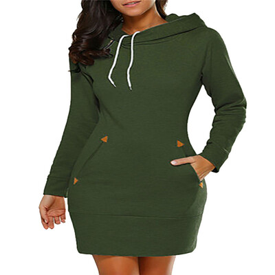 

2017 new hooded head in the long section of the sweater dress