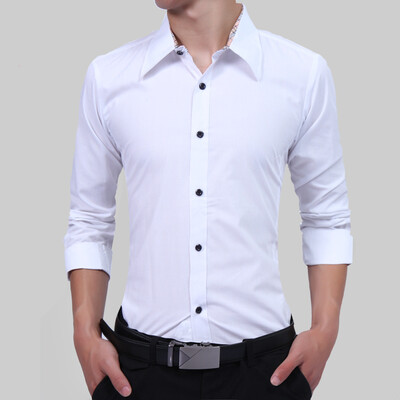 

2017 MenS Fashion Men Shirt Color Printing Slim Square Collar Long-Sleeved Shirt Single-Breasted Shirt