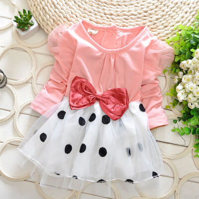 

Hot Baby Toddler Girls Princess Bubble Bowknot Dot Tulle Dresses 6M~5Y